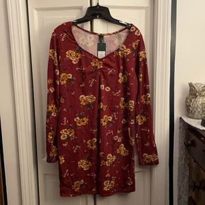 Wild Fable Burgundy Floral Tunic Dress